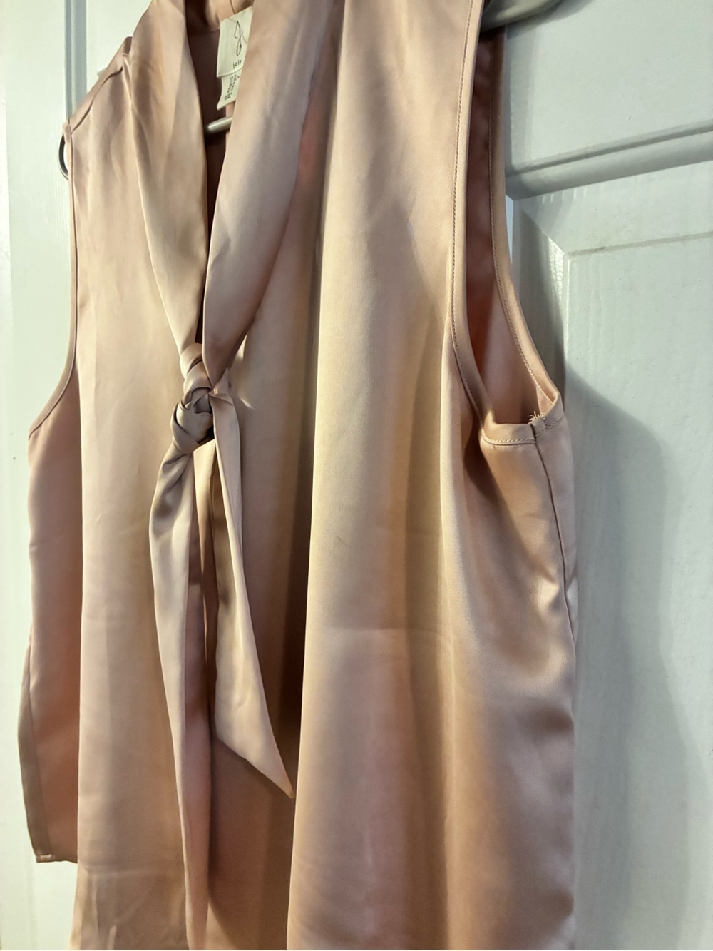 Joie Satin Tie-Neck Sleeveless Top - Blush - Picture 3 of 4